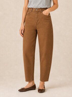 LOFT Tobacco Brown Cotton Blend Barrel Leg Jeans High Rise Size 6/28